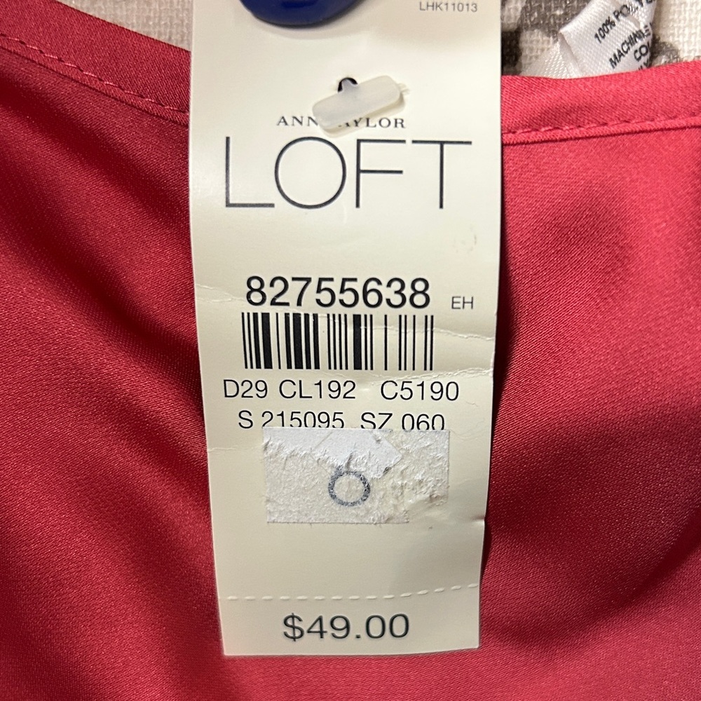 LOFT‎ Red Sleeveless Blouse ladies size 6 - Picture 5 of 6